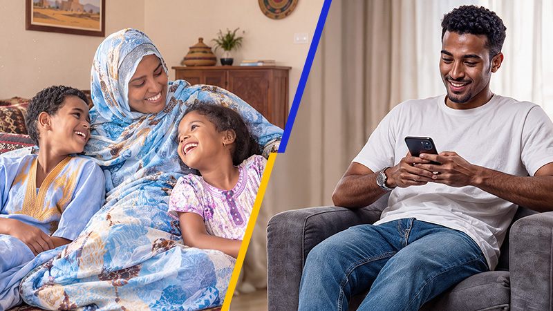Family relaxing at home. 