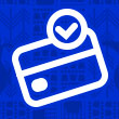 White icon on blue background