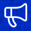 White icon on blue background