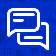 White icon on blue background