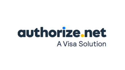 Authorize.net logo with the caption "A Visa Solution".